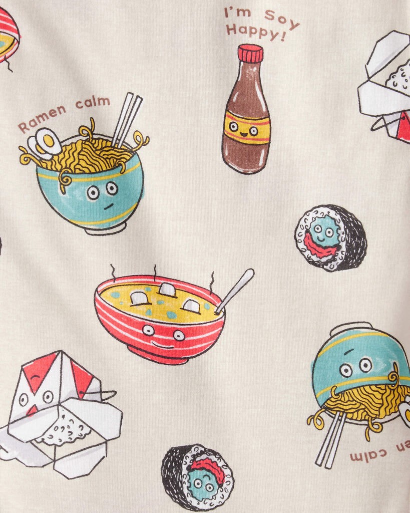 slide 2 of 3, Carter's Carters Boys Ramen Calm Print 100% Cotton Long-Sleeve 4-Piece Pajamas - Blue/White Multi 12, 4 pc