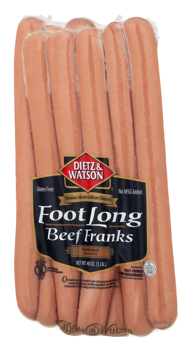 slide 4 of 11, Dietz & Watson Foot Long Beef Franks, 48 oz