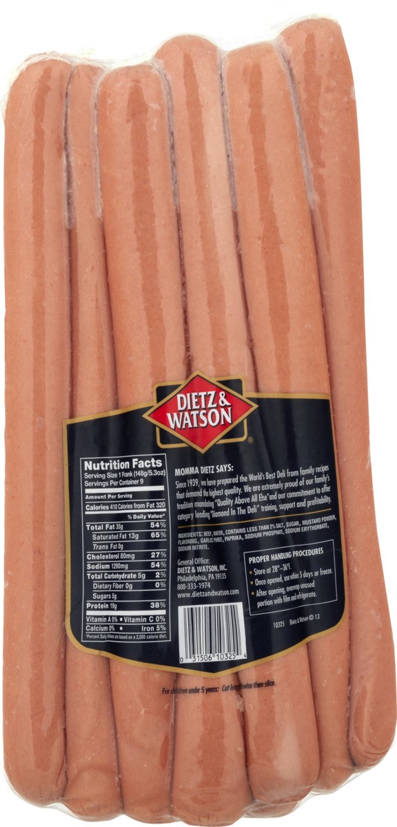 slide 11 of 11, Dietz & Watson Foot Long Beef Franks, 48 oz