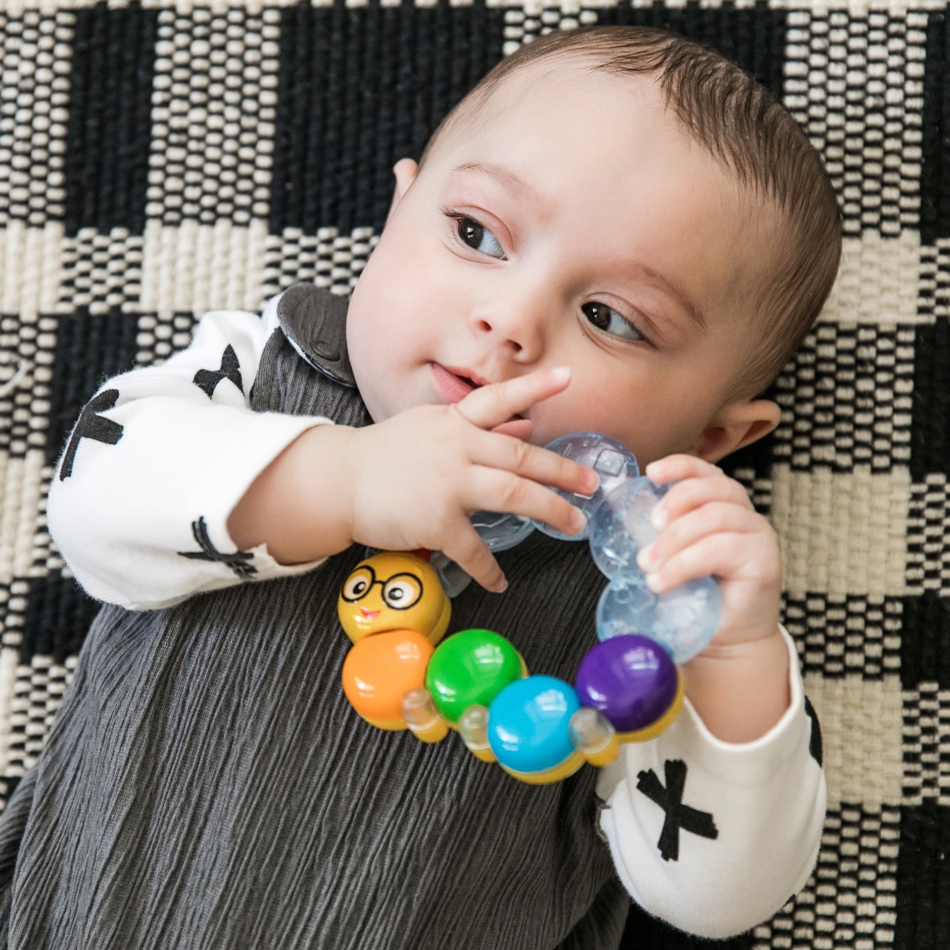 slide 3 of 4, Baby Einstein 3+ Months Teether-Pillar Rattle Toy 1 ea, 1 ct