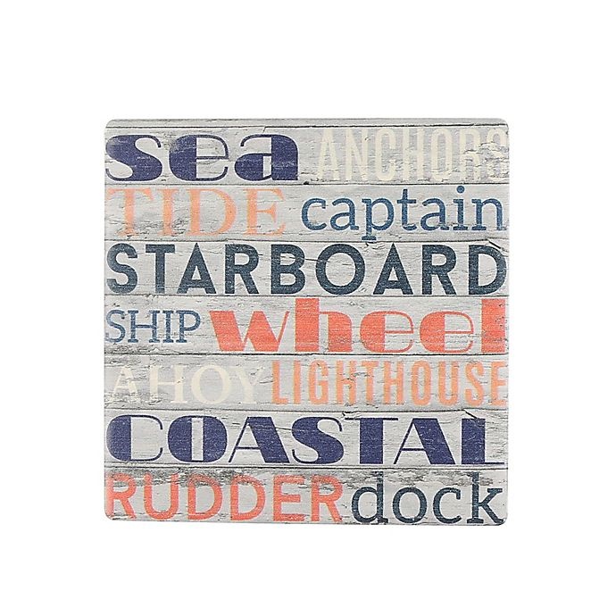 slide 1 of 1, Thirstystone Occasions Wood Panel Nautical Type Square Coaster, 1 ct