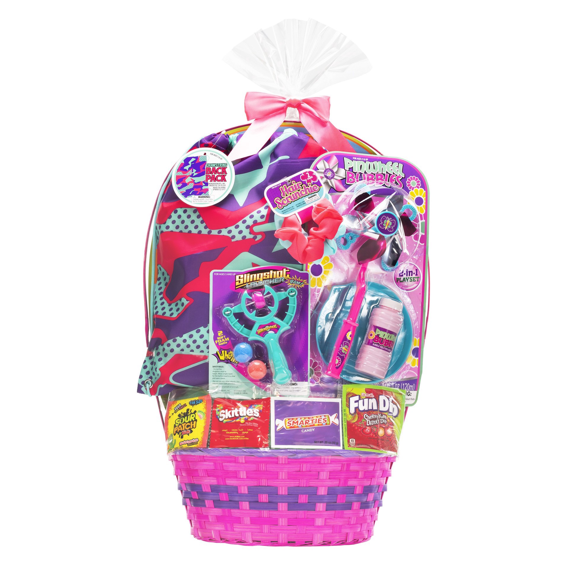 slide 1 of 1, Wondertreats Pinwheel Bubbles & Backpack Easter Gift Basket, 1 ct