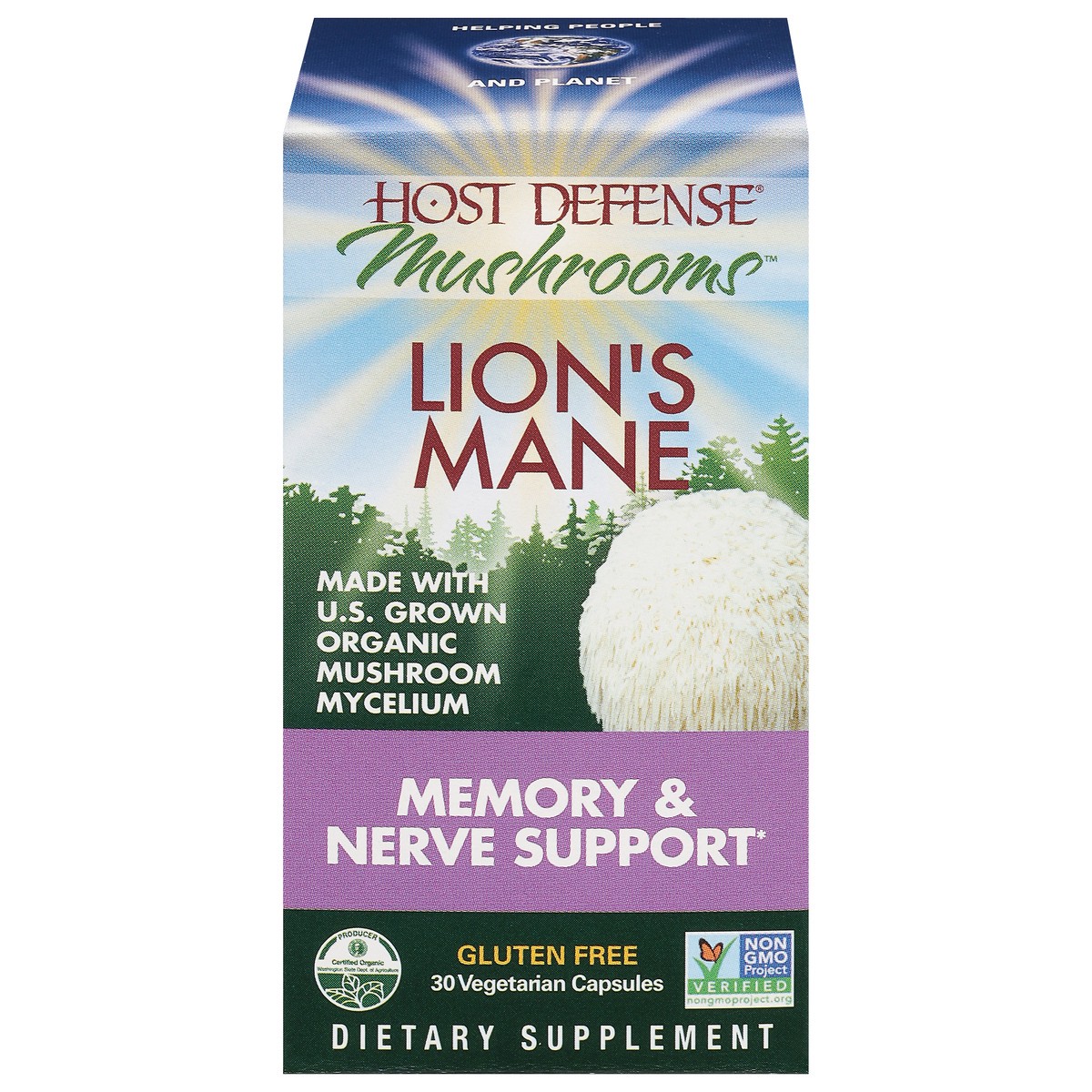 slide 1 of 1, Host Defense Mushrooms Memory & Nerve Support Lion's Mane 30 Vegetarian Capsules, 30 ct