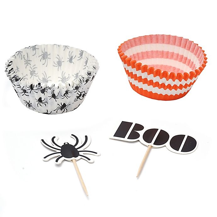 slide 2 of 3, Gartner Studios Boo" Spooky Spiders Cupcake Kit", 24 ct