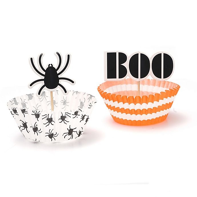 slide 1 of 3, Gartner Studios Boo" Spooky Spiders Cupcake Kit", 24 ct