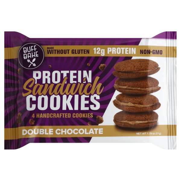 slide 1 of 1, Buff Bake Double Chocolate Protein Sandwich Cookies, 1.79 oz