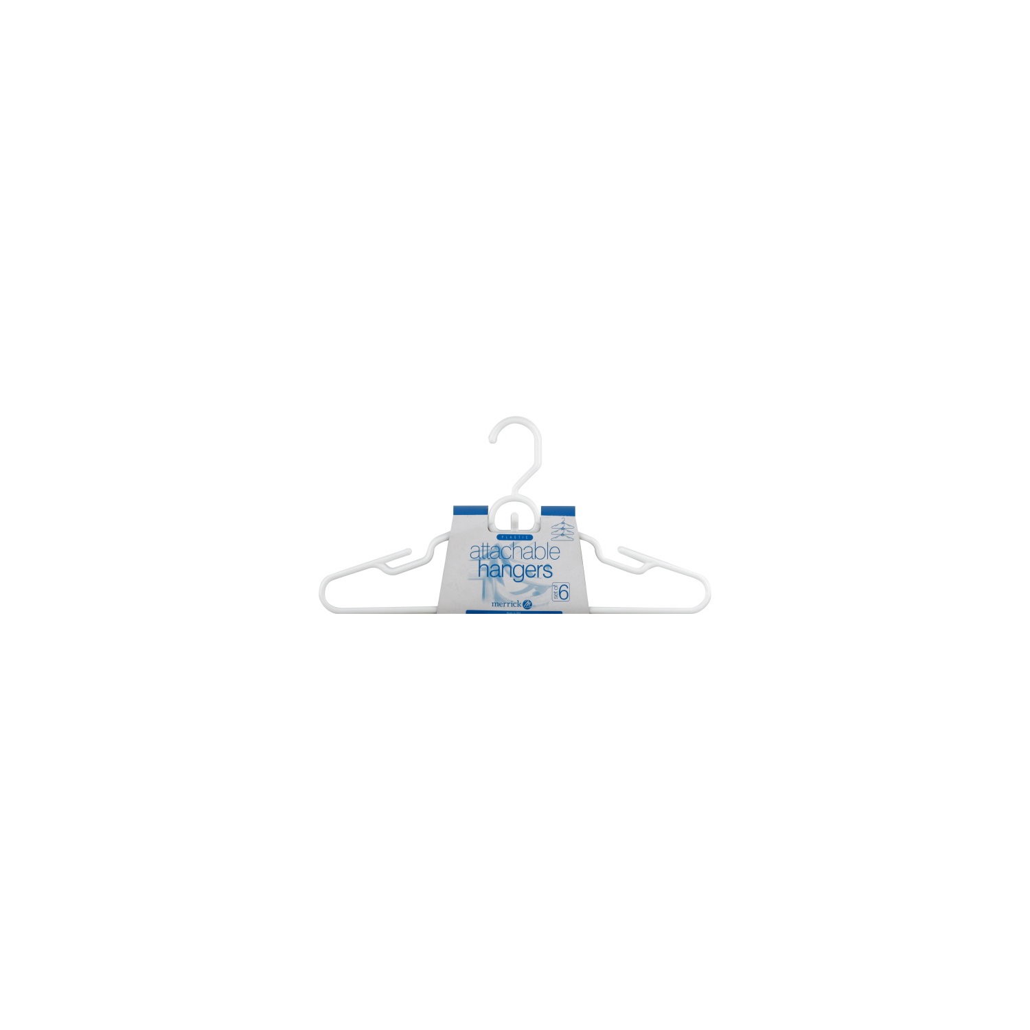 slide 1 of 1, Merrick Attachable Plastic White Hangers, 6 ct