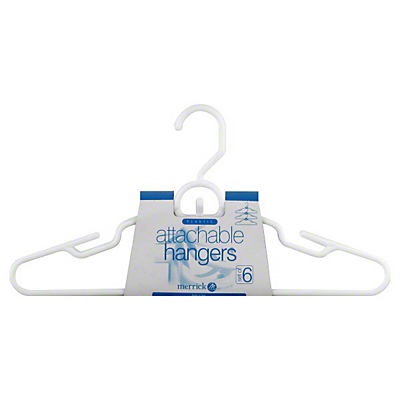 slide 1 of 1, Merrick Attachable Plastic White Hangers, 6 ct
