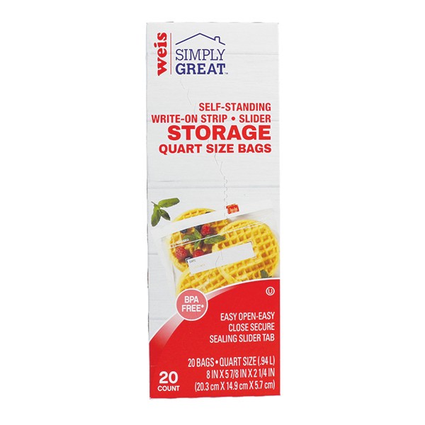 slide 1 of 1, Weis Quality Slider Storage Bags, 20 ct; 1 qt