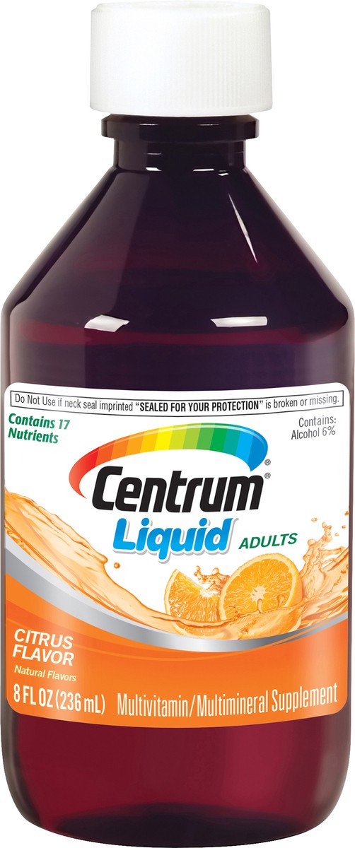 slide 2 of 8, Centrum Liquid Adults Citrus Flavor Multivitamin/Multimineral Supplement 8 oz, 8 fl oz