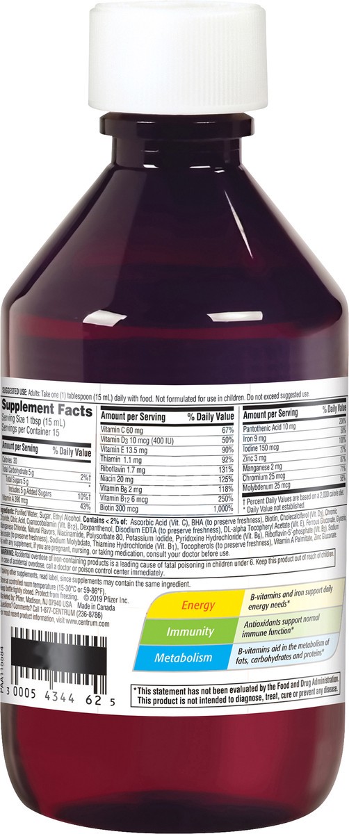 slide 6 of 8, Centrum Liquid Adults Citrus Flavor Multivitamin/Multimineral Supplement 8 oz, 8 fl oz