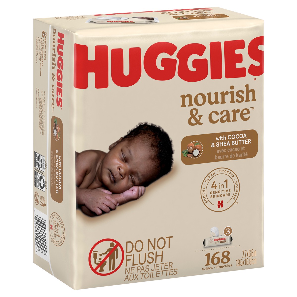 slide 2 of 7, Huggies Nourish & Care Scented Baby Wipes, 3 Flip-Top Packs (168 Wipes Total), 3 ct