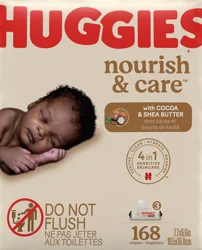 Huggies Nourish & Care Scented Baby Wipes, 3 Flip-Top Packs (168 Wipes Total)
