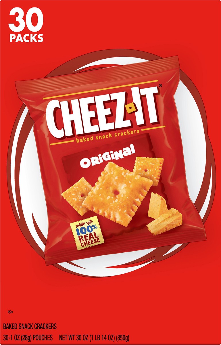 slide 1 of 5, Cheez-It 30 Pack Original Baked Snack Crackers 30 ea, 30 ct
