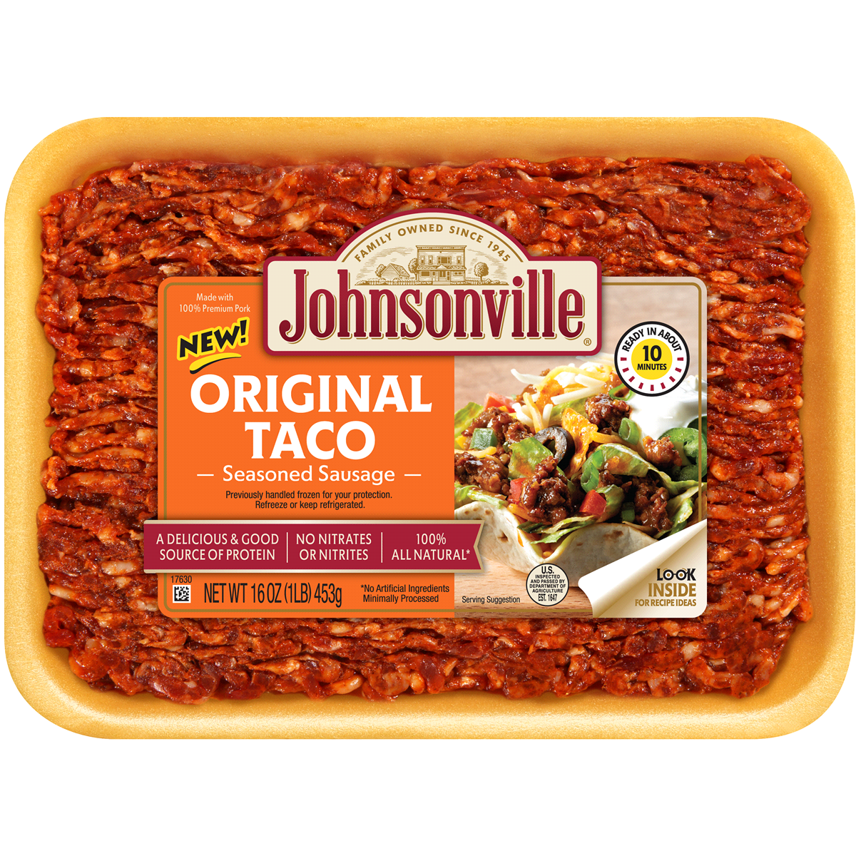 slide 1 of 5, Johnsonville Original Taco Seasoned Ground Sausage, 16 oz