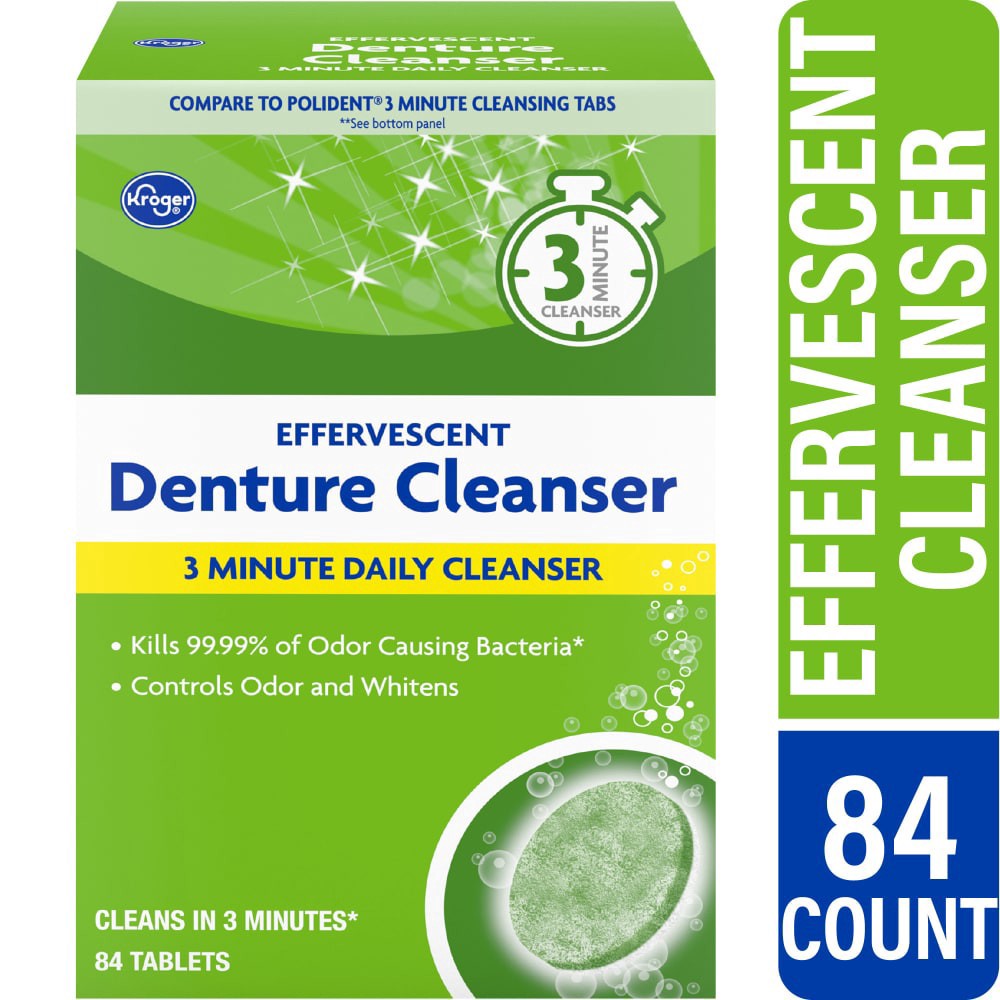 slide 2 of 2, Kroger Effervescent Dual-Action Denture Cleanser Tablets, 84 ct