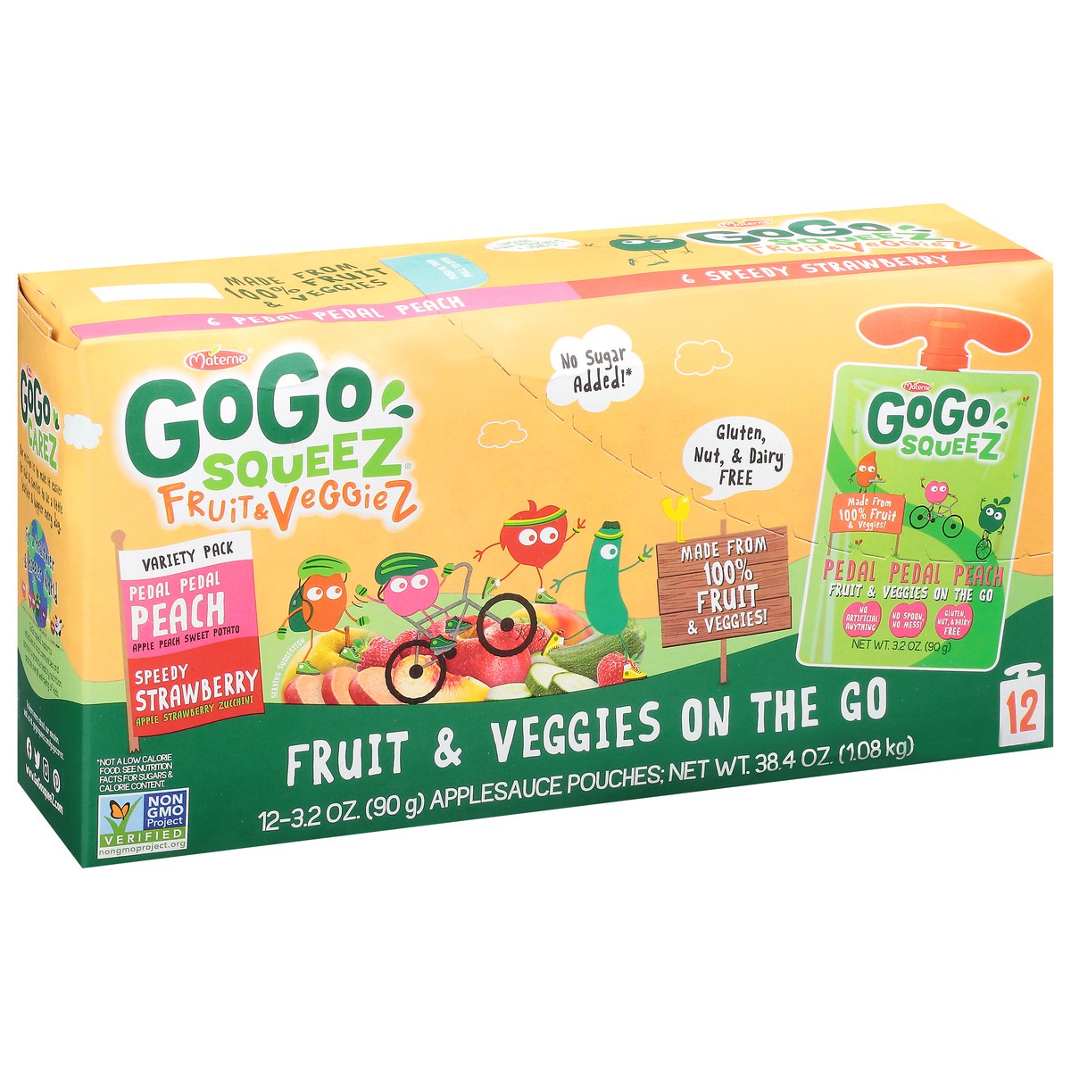 slide 2 of 9, GoGo squeeZ Fruit & VeggieZ, Variety Peach/Strawberry, 12 ct; 3.2 oz