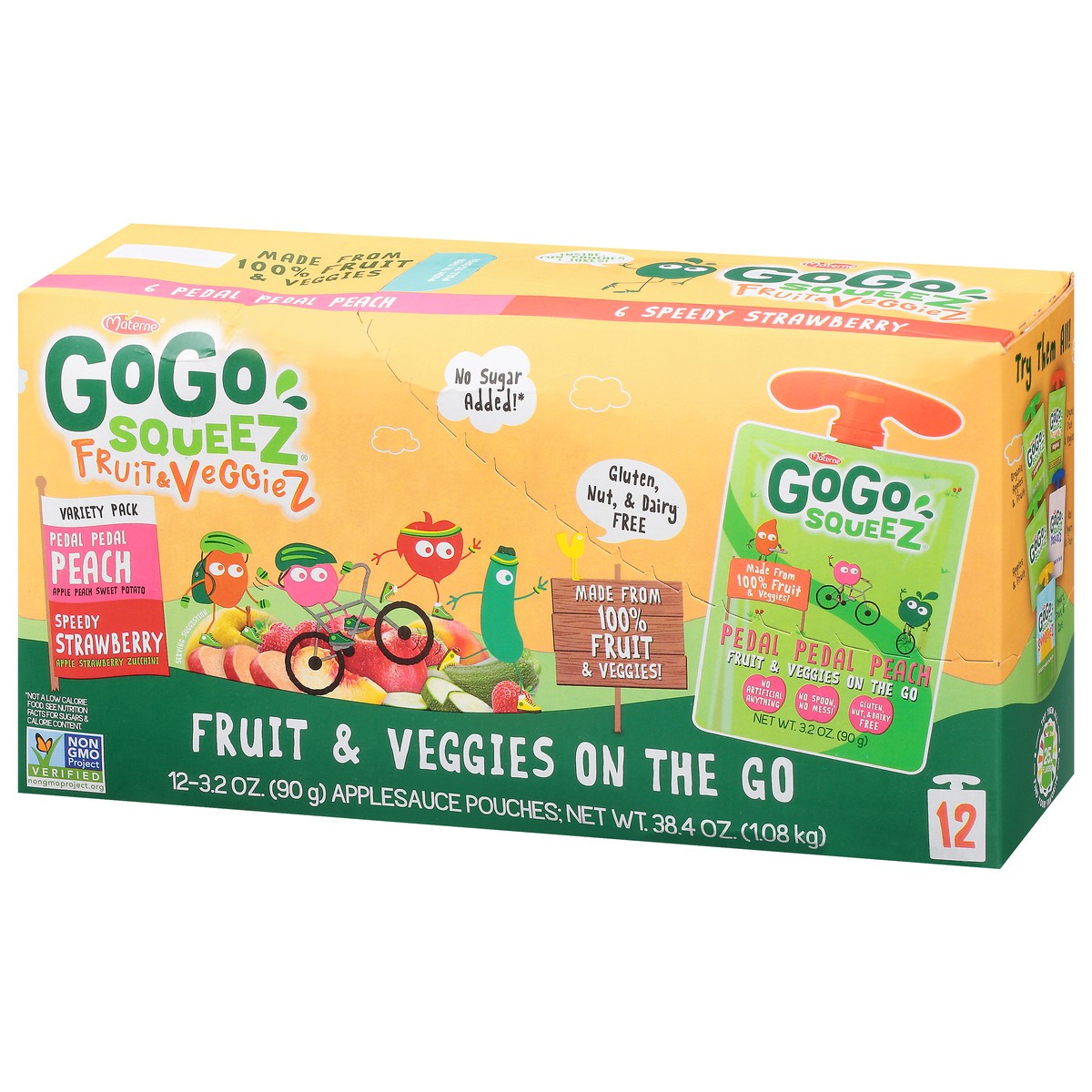 slide 3 of 9, GoGo squeeZ Fruit & VeggieZ, Variety Peach/Strawberry, 12 ct; 3.2 oz