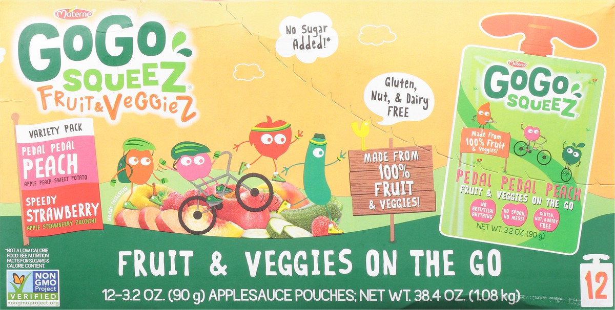 slide 9 of 9, Materne GoGo Squeez Variety Pack Fruit & Veggiez On The Go Applesauce 12 - 3.2 oz Pouches, 12 ct; 3.2 oz