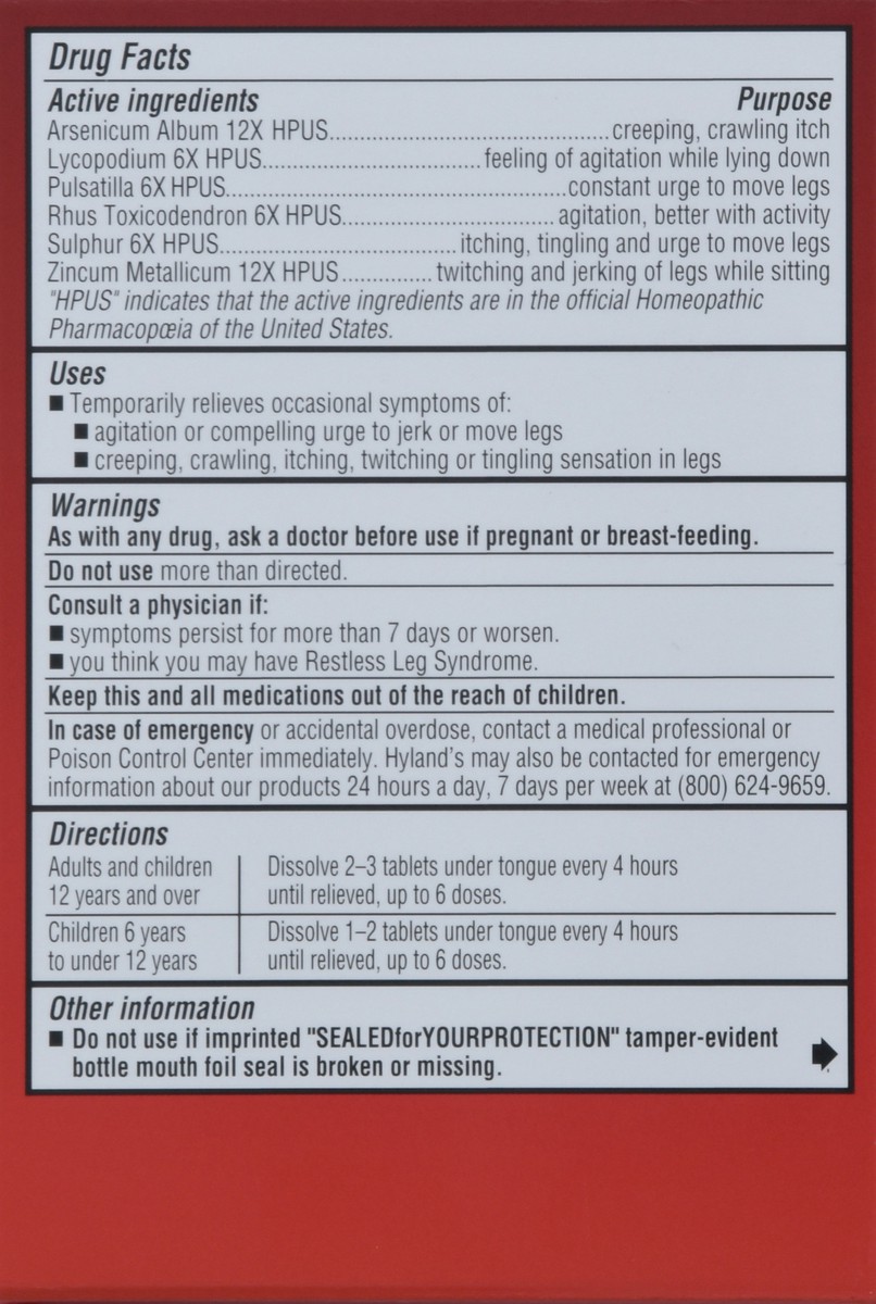 slide 12 of 12, Hyland's Restful Legs Homeopathic Quick-Dissolving Tablets 50 ea Box, 50 ct