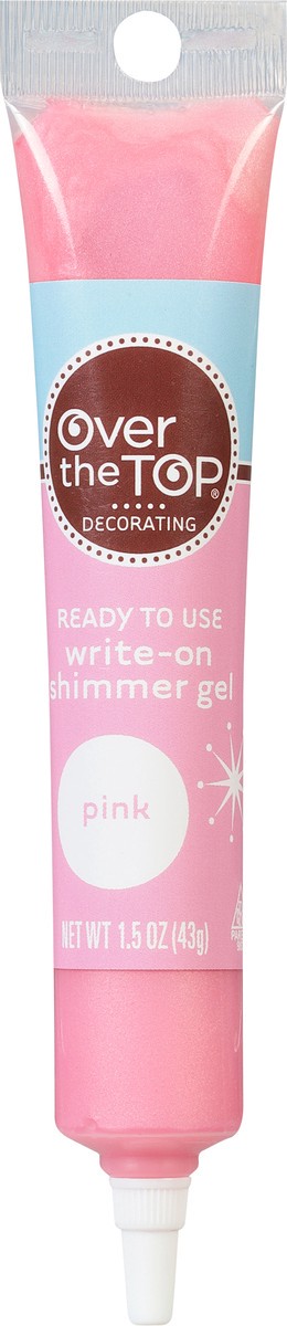slide 4 of 9, Over The Top Decorating Pink Write-On Shimmer Gel 1.5 oz, 1.5 oz