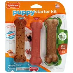 Nylabone Starter Kit Small (Up to 25 lbs) Big Chicken Flavor/Big Bacon Flavor Dog Toys 1.6 oz