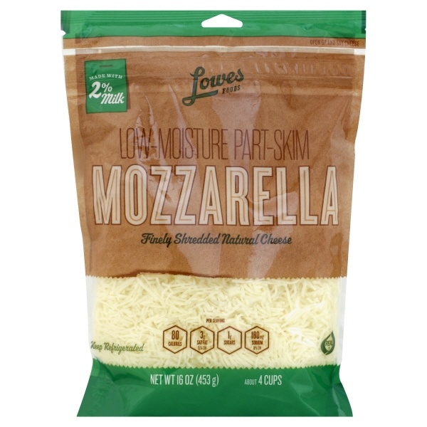 slide 1 of 1, Lowes Foods Shredded Mozzarella Cheese, 16 oz