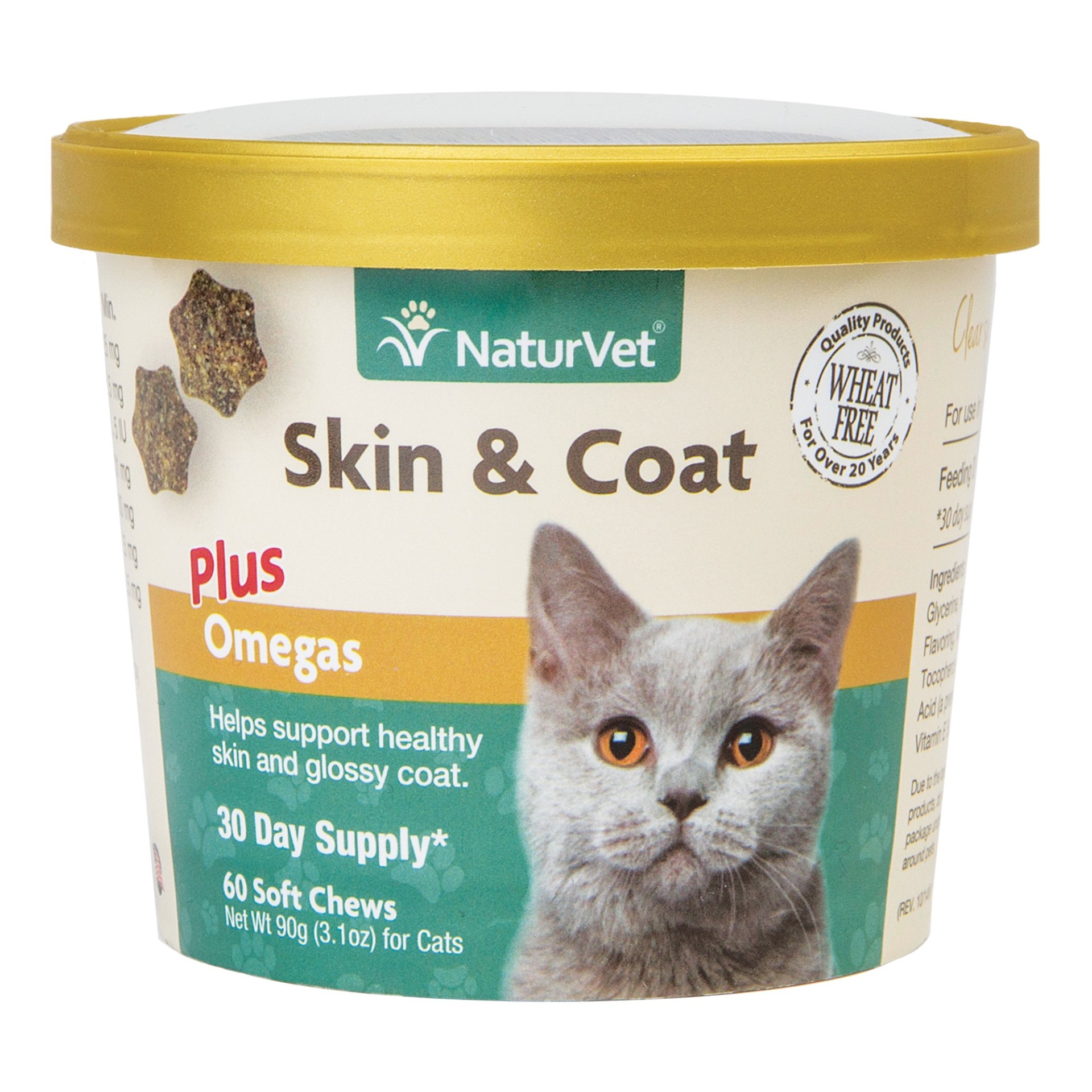 slide 1 of 1, NaturVet Skin & Coat Cat Supplement, 3.1 oz