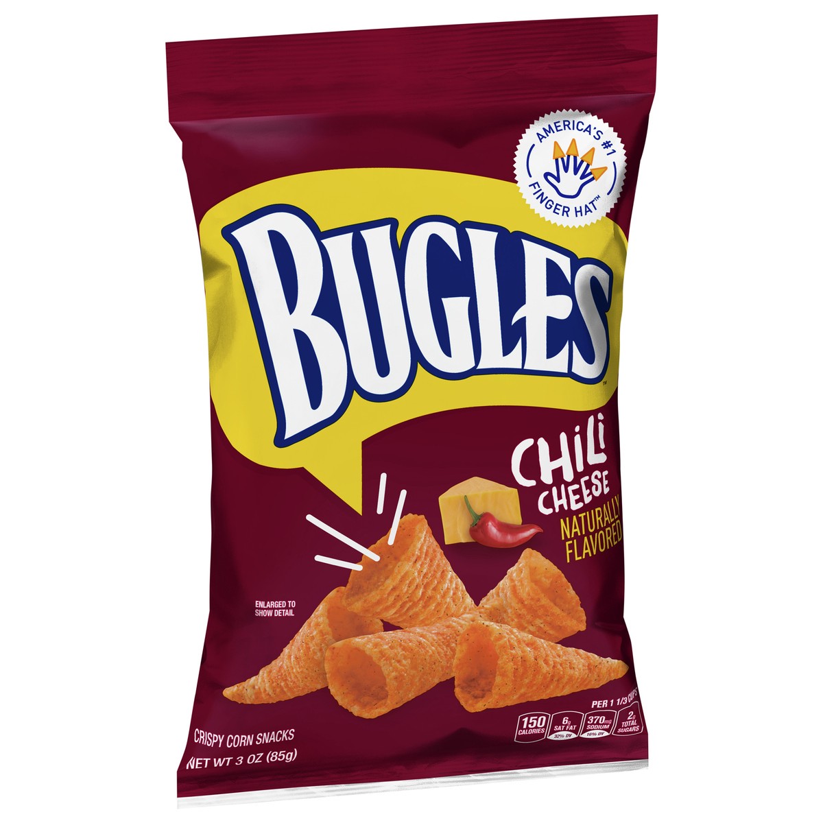 slide 5 of 9, Bugles Crispy Corn Snacks, Chili Cheese, Snack Bag, 3 oz, 3 oz