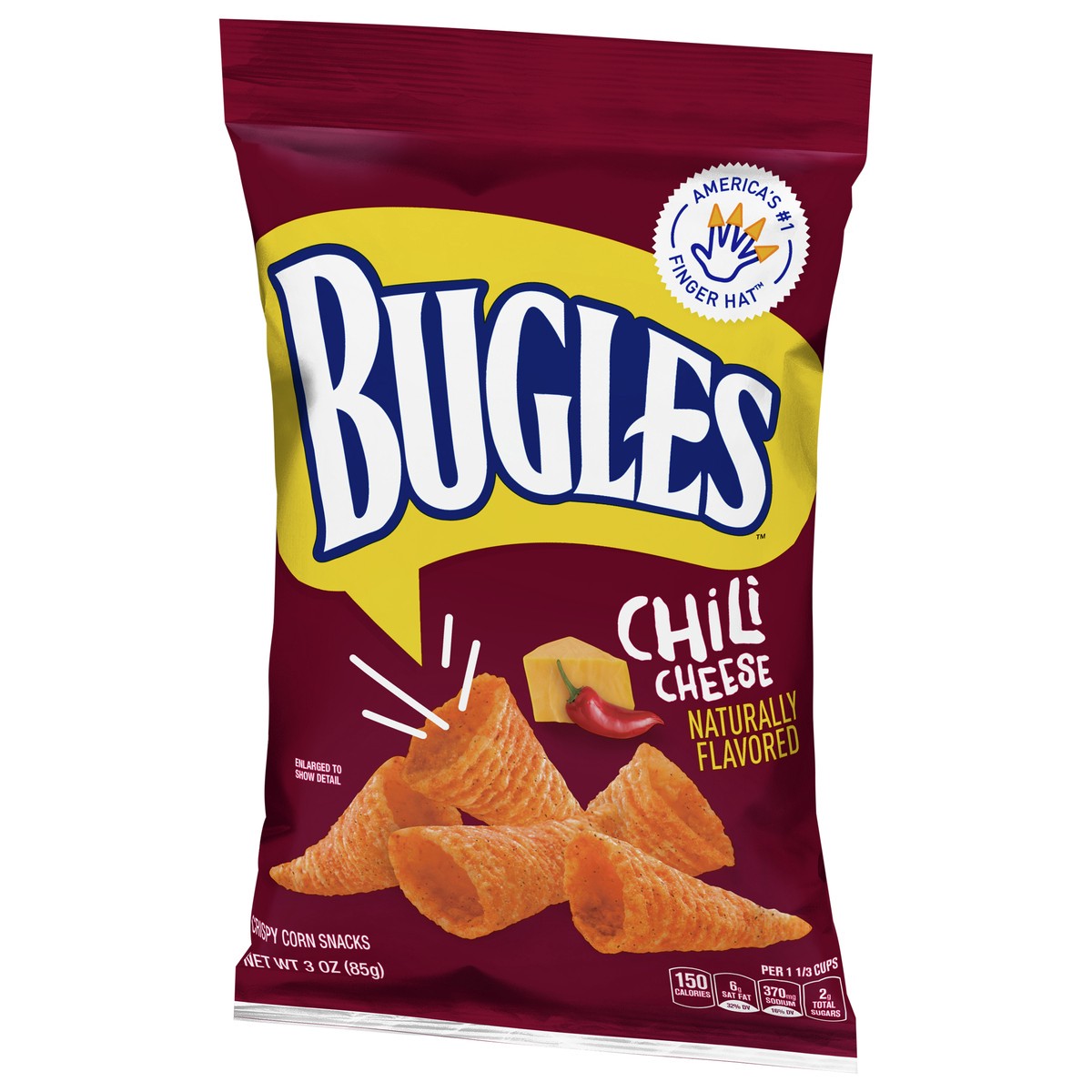 slide 2 of 9, Bugles Crispy Corn Snacks, Chili Cheese, Snack Bag, 3 oz, 3 oz