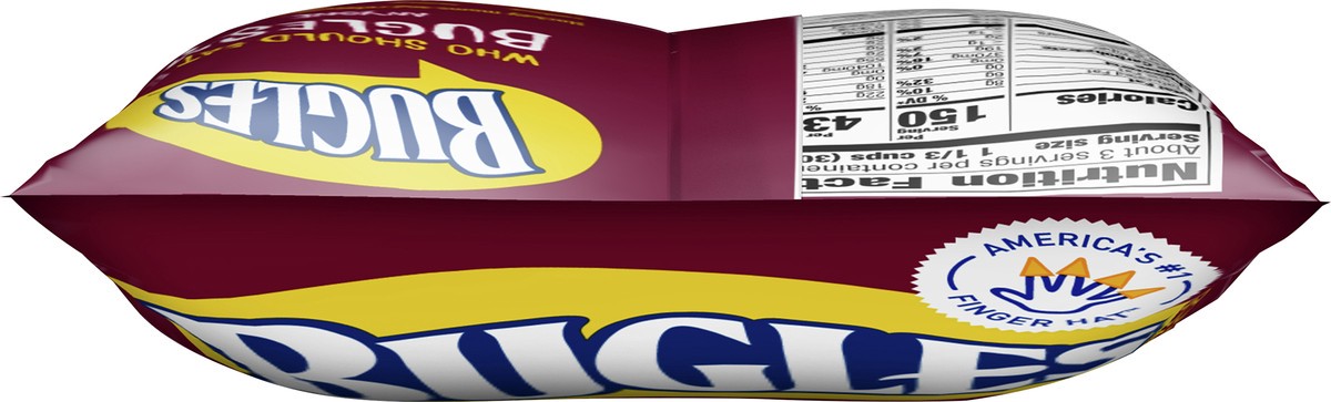 slide 4 of 9, Bugles Crispy Corn Snacks, Chili Cheese, Snack Bag, 3 oz, 3 oz