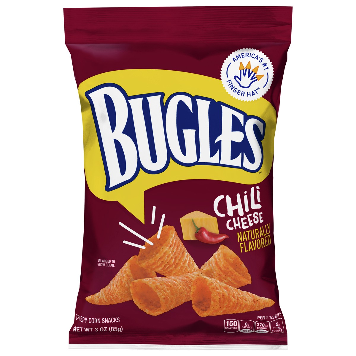 slide 1 of 9, Bugles Crispy Corn Snacks, Chili Cheese, Snack Bag, 3 oz, 3 oz