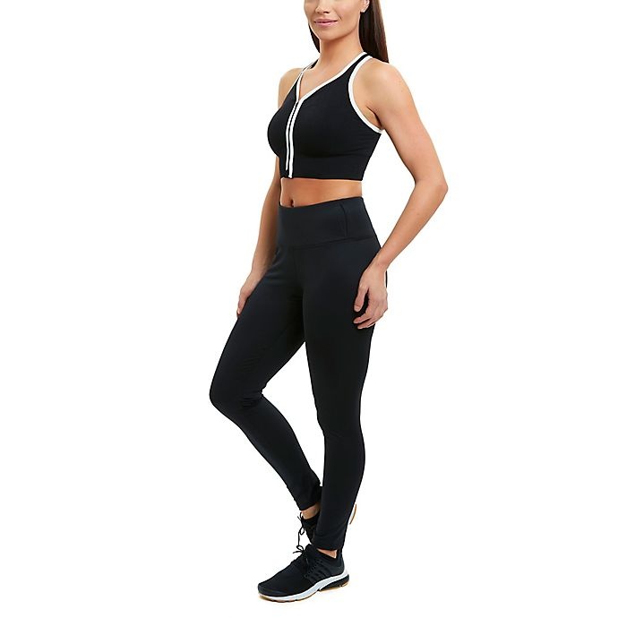 slide 3 of 3, Copper Fit Medium Ultra-Flex Comfort Zip-Front Sports Bra - Black, 1 ct