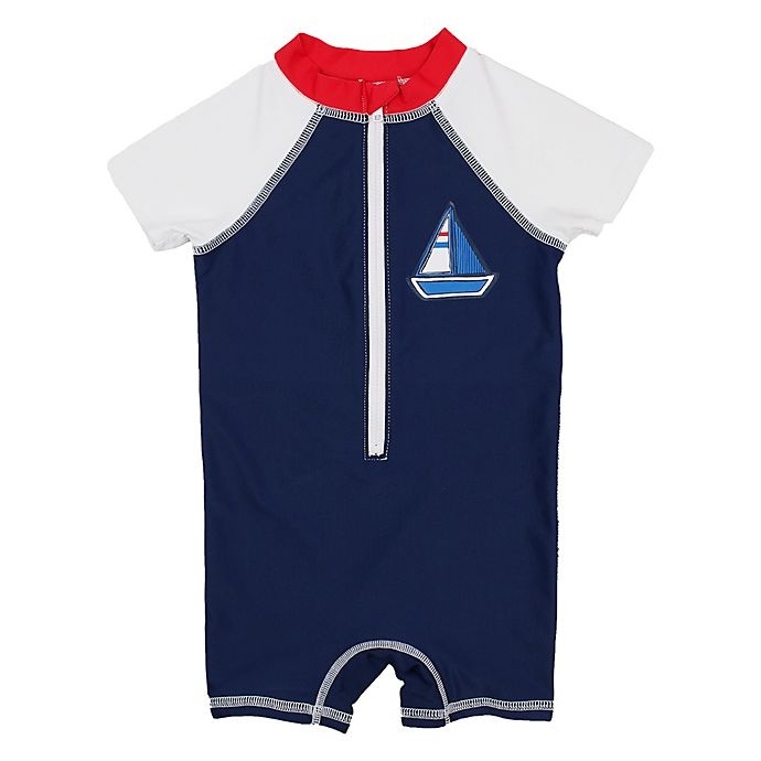 slide 1 of 1, Floatimini SCUBASUIT 18 MONTHS RED NAVY SAILBOAT, 1 ct