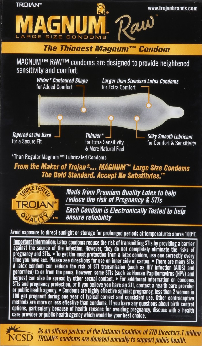 Trojan Magnum Raw Lubricated Latex Condoms Large Size 10 ea 10 ct | Shipt