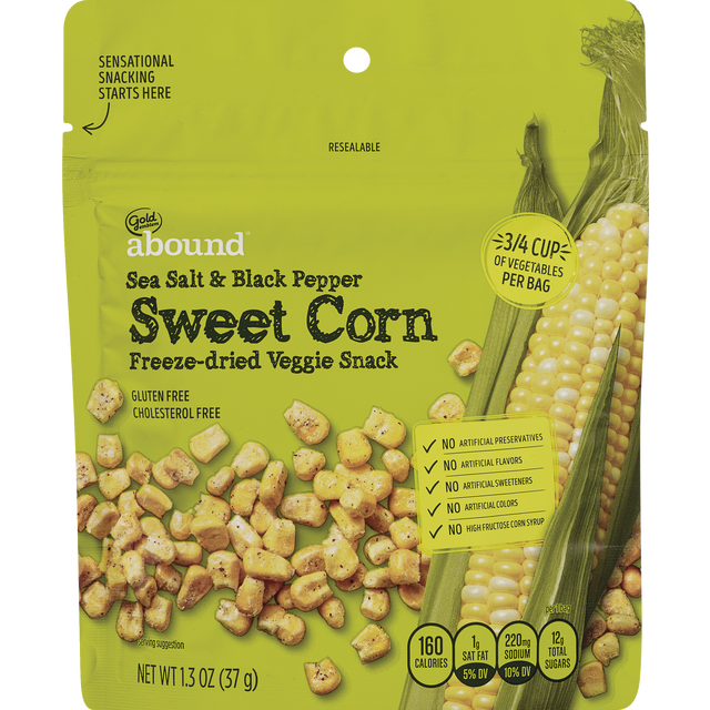 slide 1 of 1, GE ABOUND Gold Emblem Abound Sweet Corn Freeze-Dried Veggie Snack, 1 ct