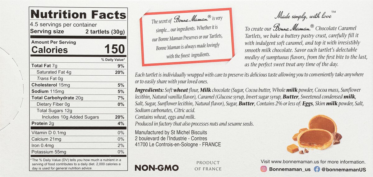 slide 9 of 9, Bonne Maman Chocolate Caramel Tartlets 9 - 0.53 oz Each, 4.76 oz