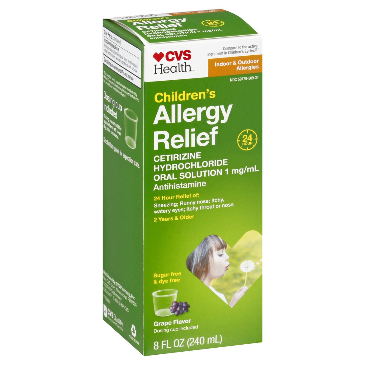 slide 6 of 9, CVS Health Cetirizine Hydrochloride Oral Solution 1 Mg/Ml, Grape Flavor, 8 Oz, 8 oz