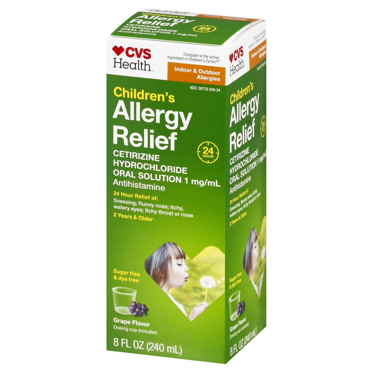 slide 9 of 9, CVS Health Cetirizine Hydrochloride Oral Solution 1 Mg/Ml, Grape Flavor, 8 Oz, 8 oz