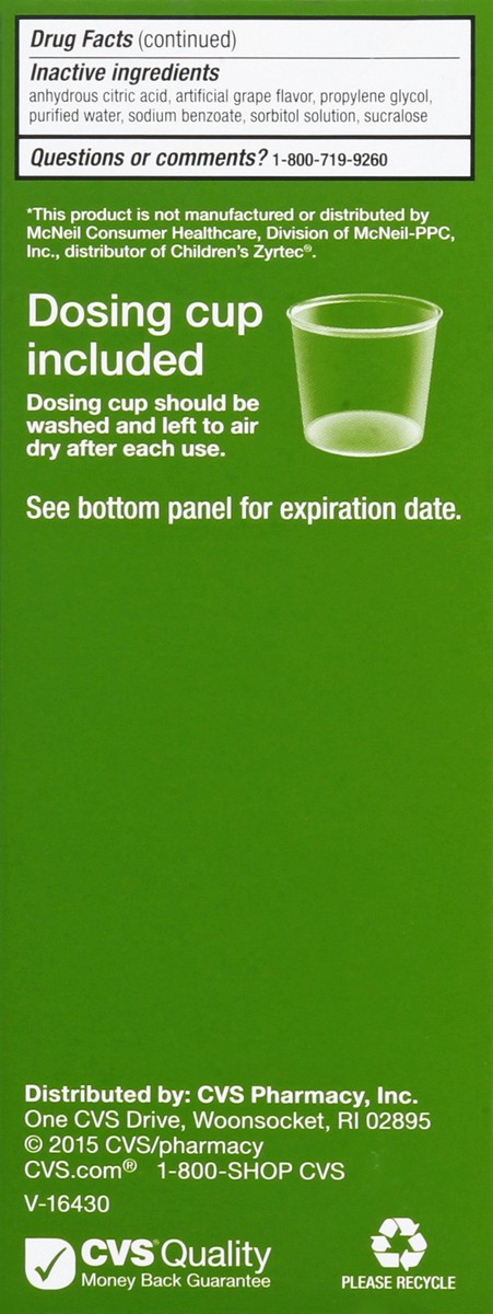 slide 5 of 9, CVS Health Cetirizine Hydrochloride Oral Solution 1 Mg/Ml, Grape Flavor, 8 Oz, 8 oz