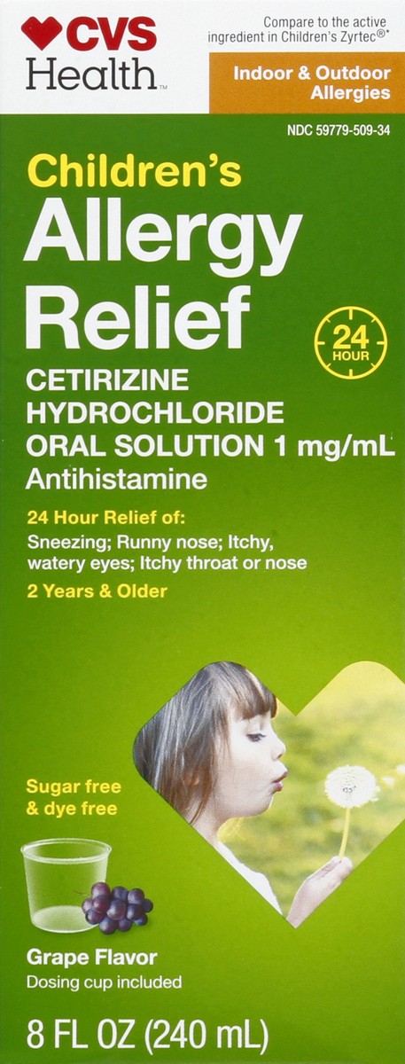 slide 8 of 9, CVS Health Cetirizine Hydrochloride Oral Solution 1 Mg/Ml, Grape Flavor, 8 Oz, 8 oz
