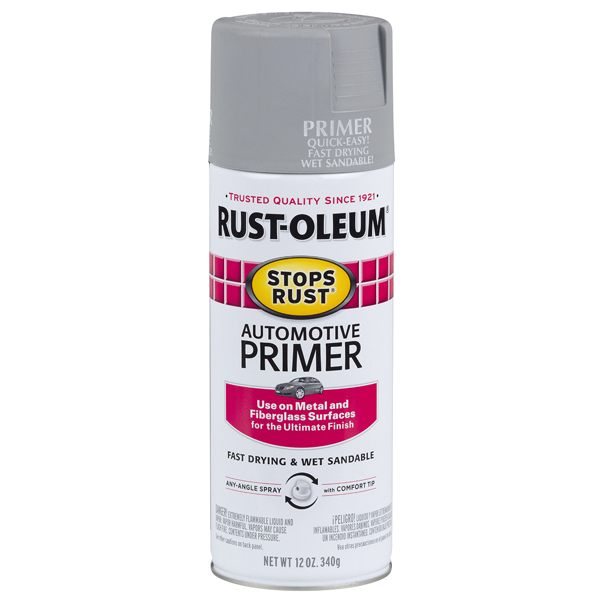 slide 1 of 1, Rust-Oleum Stops Rust Auto Primer Spray - 2081830, Gray, 12 oz