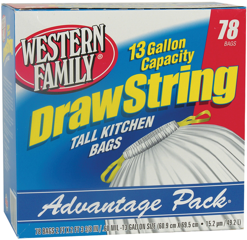 slide 1 of 1, Western Family Tall Kitchen Garbage Bags, 78 ct