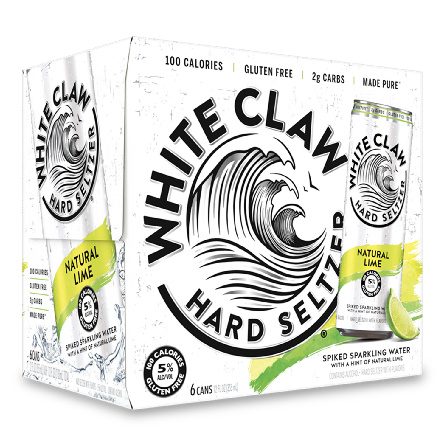 slide 1 of 1, White Claw 6 Pack Spiked Natural Lime Hard Seltzer 6 ea, 6 ct; 12 oz