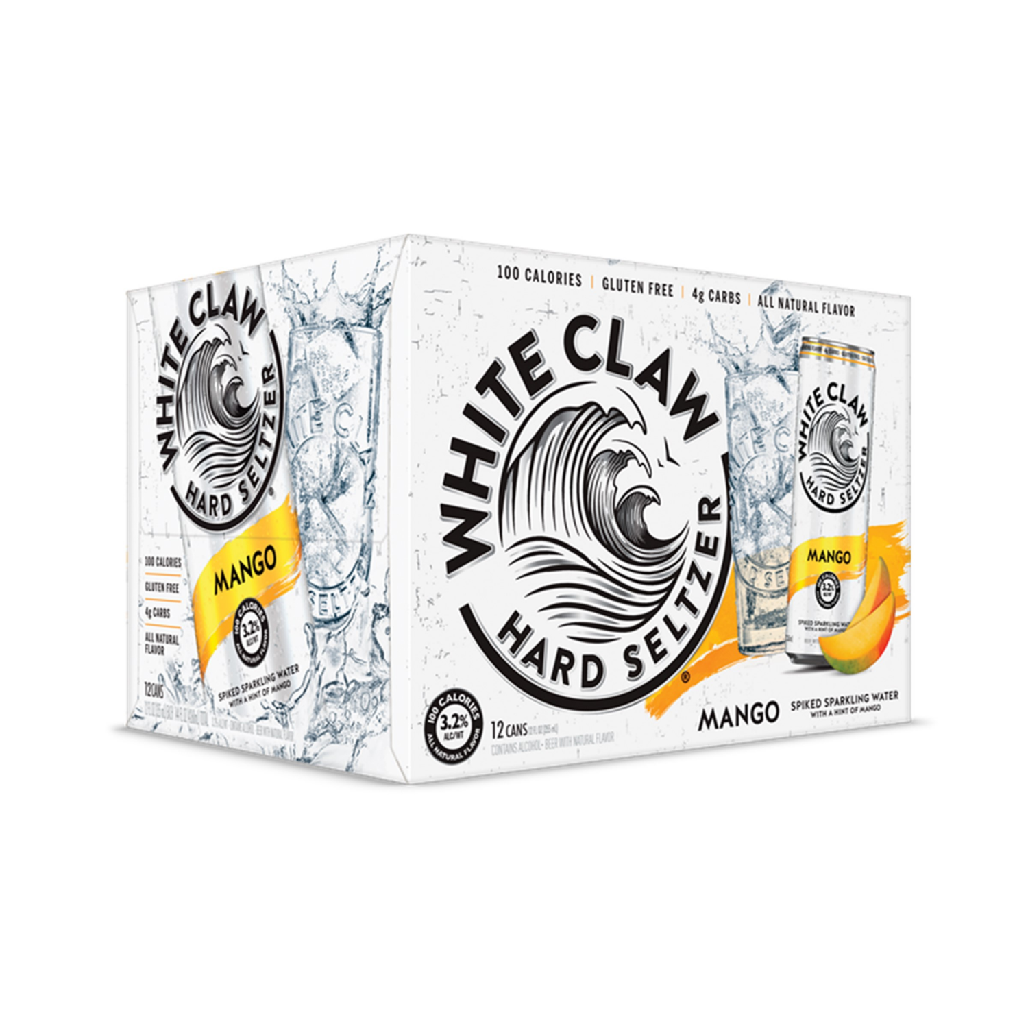 slide 1 of 5, White Claw 12 Pack Spiked Mango Hard Seltzer 12 ea, 12 ct; 12 oz