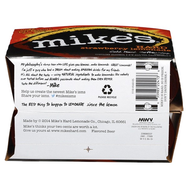 slide 3 of 17, Mike's Premium Malt Beverage Hard Strawberry Lemonade Beer 6 ea, 6 ct; 12 oz