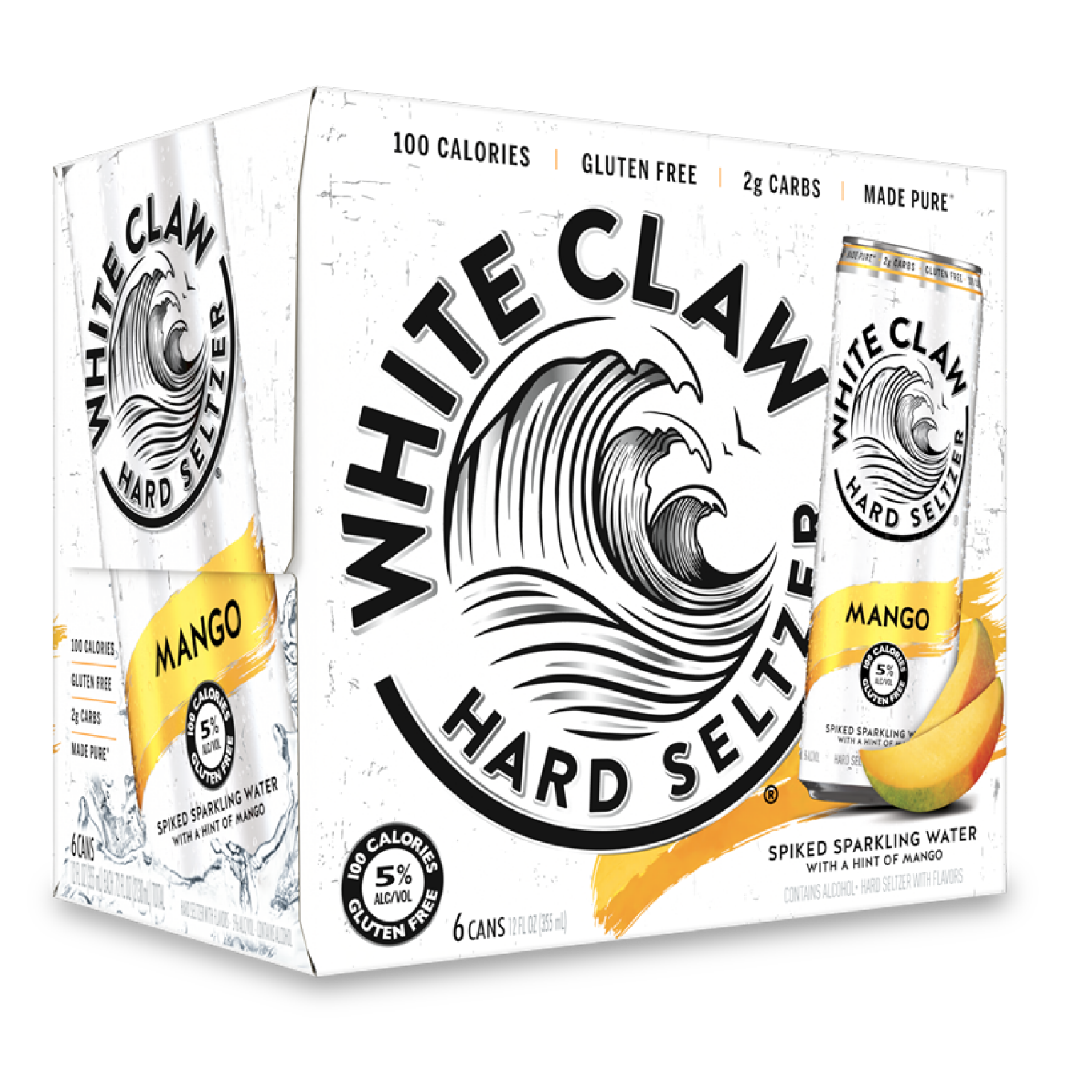 slide 1 of 1, White Claw 6 Pack Spiked Mango Hard Seltzer 6 ea, 6 ct; 12 oz