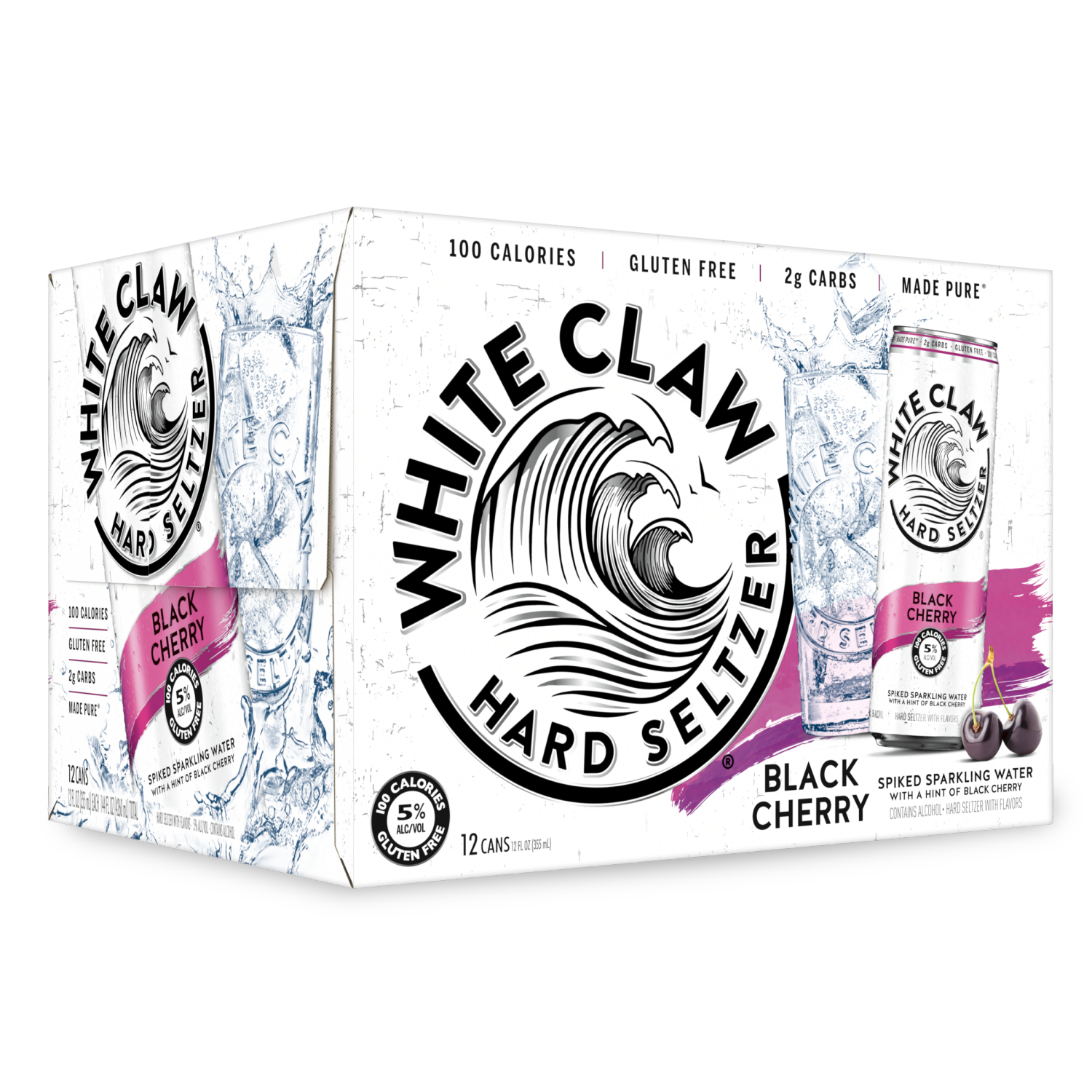 slide 1 of 1, White Claw 12 Pack Spiked Black Cherry Hard Seltzer 12 ea, 12 ct; 12 oz