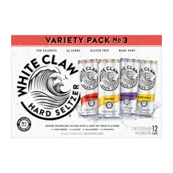 White Claw Hard Seltzer Variety Pack #3 12 Pack 12 Ounce Cans 5% Abv