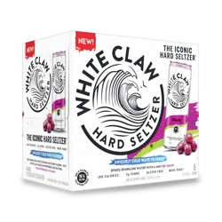 White Claw Hard Seltzer Grape, 6 Pack, 12 fl oz Cans, 5% ABV